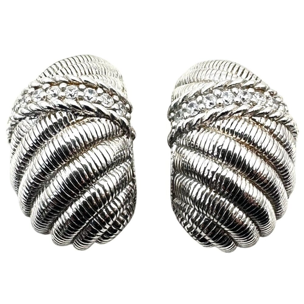 Judith Ripka Sterling Silver Cubic Zirconia Lever Back Pierced Earrings
